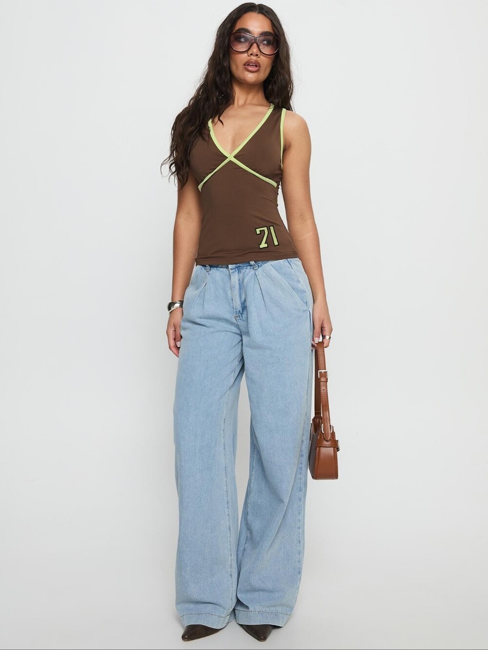 Princess Polly Siloh Extra  Wide Leg Jeans Light Blue Mid Rise Pleated NWT US 6